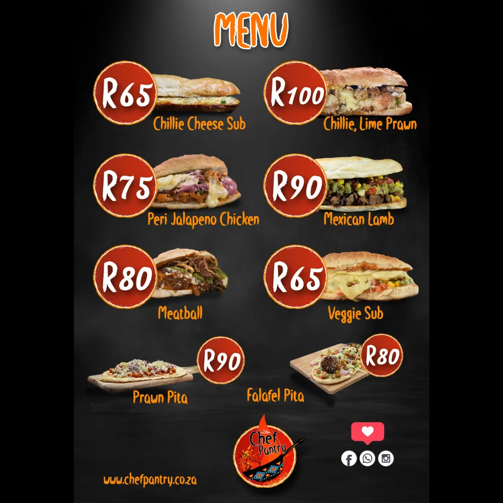 Chef's Pantry new menu design