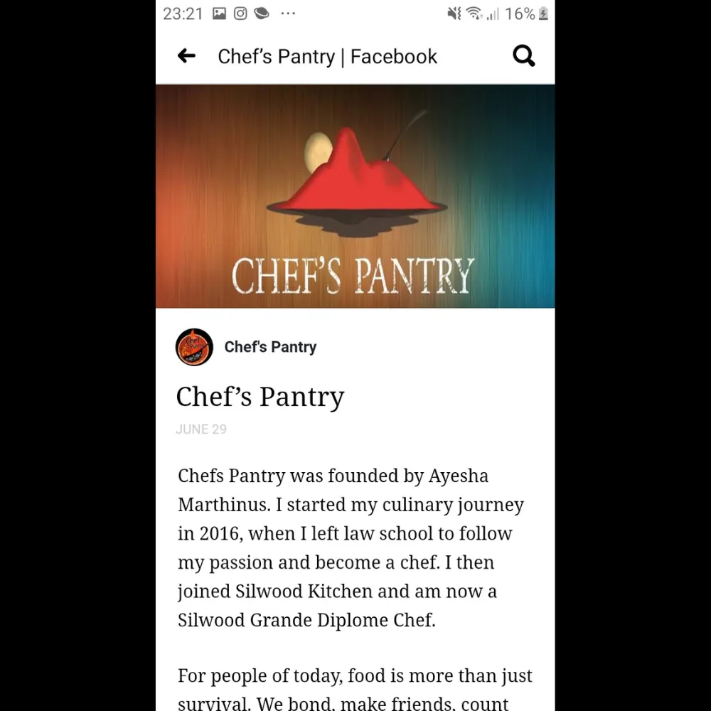 Chef's Pantry old Facebook cover photo