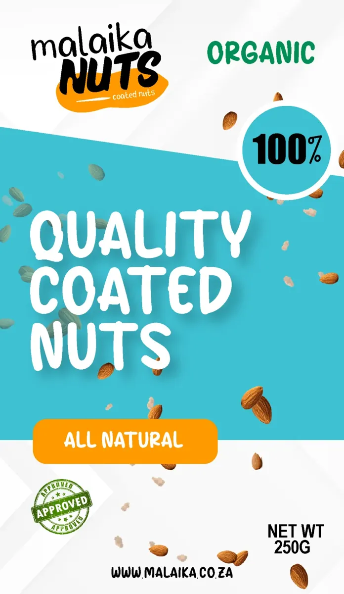 Malaika Nuts teal packaging